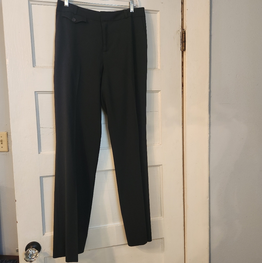 Banana Republic Harrison Pants Black, Wool Blend, Lined, Wide Leg, Sz 12 Stretch